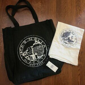 Magnolia Waco TX Black Canvas Tote and NWT White Tea Towel